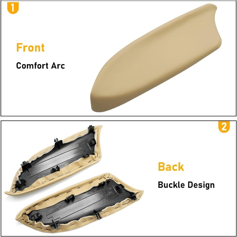 APESER Compatible with Honda Accord Door Panels Armrest Lid 2008-2012,2 Pcs PU Leather Door Panel Armrest Cover for Accord Sedan EX/EX-L/LX/LX-P/SE Front Door Panel(Beige)(NOT Fit for Coupe Model) - Image 5